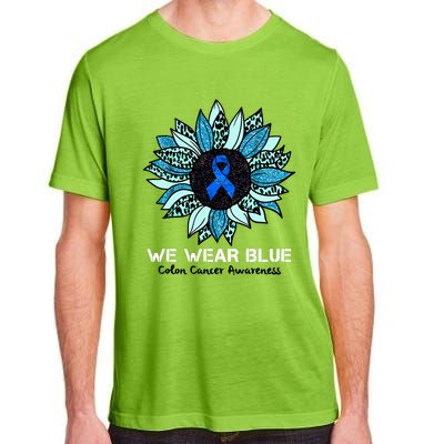 We Wear Blue Colon Cancer Awareness Month Ribbon Sunflower Adult ChromaSoft Performance T-Shirt