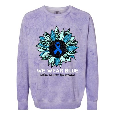 We Wear Blue Colon Cancer Awareness Month Ribbon Sunflower Colorblast Crewneck Sweatshirt