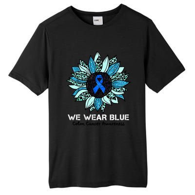 We Wear Blue Colon Cancer Awareness Month Ribbon Sunflower Tall Fusion ChromaSoft Performance T-Shirt