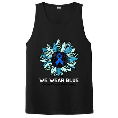 We Wear Blue Colon Cancer Awareness Month Ribbon Sunflower PosiCharge Competitor Tank