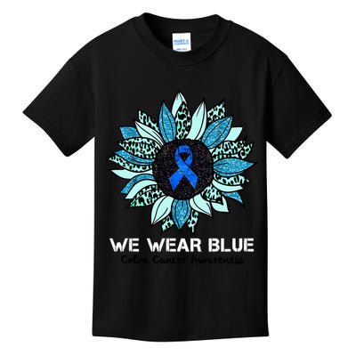 We Wear Blue Colon Cancer Awareness Month Ribbon Sunflower Kids T-Shirt