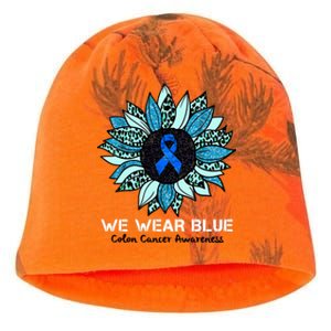 We Wear Blue Colon Cancer Awareness Month Ribbon Sunflower Kati - Camo Knit Beanie