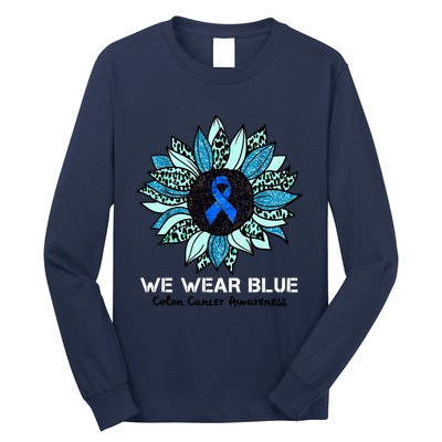 We Wear Blue Colon Cancer Awareness Month Ribbon Sunflower Long Sleeve Shirt