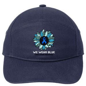 We Wear Blue Colon Cancer Awareness Month Ribbon Sunflower 7-Panel Snapback Hat