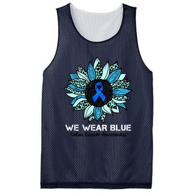 We Wear Blue Colon Cancer Awareness Month Ribbon Sunflower Mesh Reversible Basketball Jersey Tank