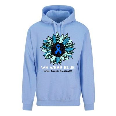 We Wear Blue Colon Cancer Awareness Month Ribbon Sunflower Unisex Surf Hoodie