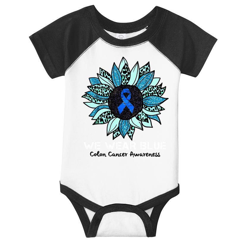 We Wear Blue Colon Cancer Awareness Month Ribbon Sunflower Infant Baby Jersey Bodysuit