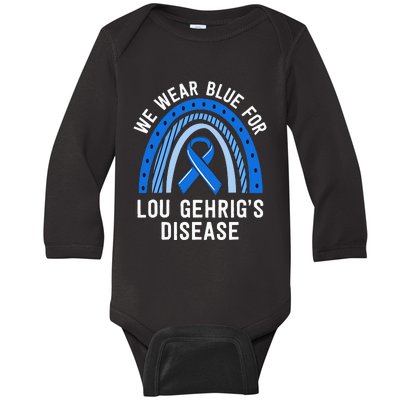 We Wear Blue Lou Gehrig's Disease Awareness ALS Family Baby Long Sleeve Bodysuit