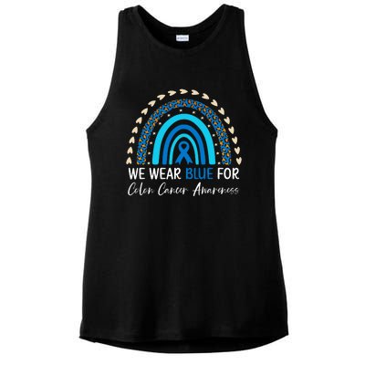 We Wear Blue For Colon Cancer Awareness Ladies PosiCharge Tri-Blend Wicking Tank