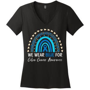 We Wear Blue For Colon Cancer Awareness Women's V-Neck T-Shirt