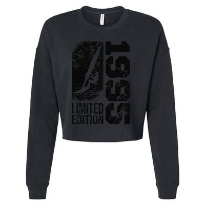 Windsurfer Windsurf Board Vintage 1995 Birthday Windsurfing Cropped Pullover Crew