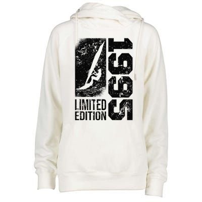 Windsurfer Windsurf Board Vintage 1995 Birthday Windsurfing Womens Funnel Neck Pullover Hood