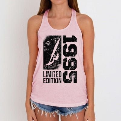 Windsurfer Windsurf Board Vintage 1995 Birthday Windsurfing Women's Knotted Racerback Tank