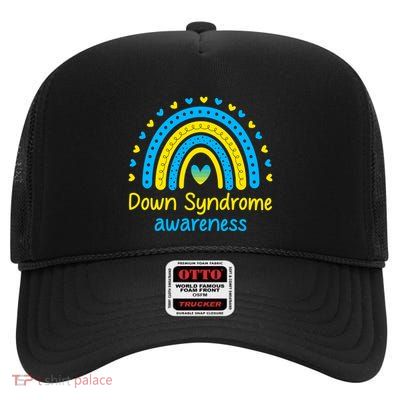 We Wear Blue And Yellow Down Syndrome Awareness High Crown Mesh Back Trucker Hat