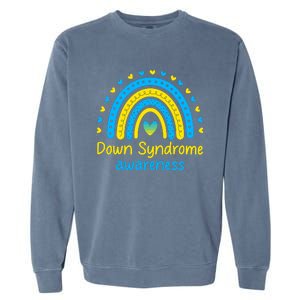 We Wear Blue And Yellow Down Syndrome Awareness Garment-Dyed Sweatshirt