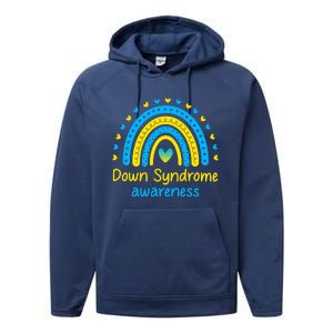 We Wear Blue And Yellow Down Syndrome Awareness Performance Fleece Hoodie