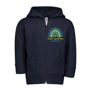 We Wear Blue And Yellow Down Syndrome Awareness Toddler Zip Fleece Hoodie