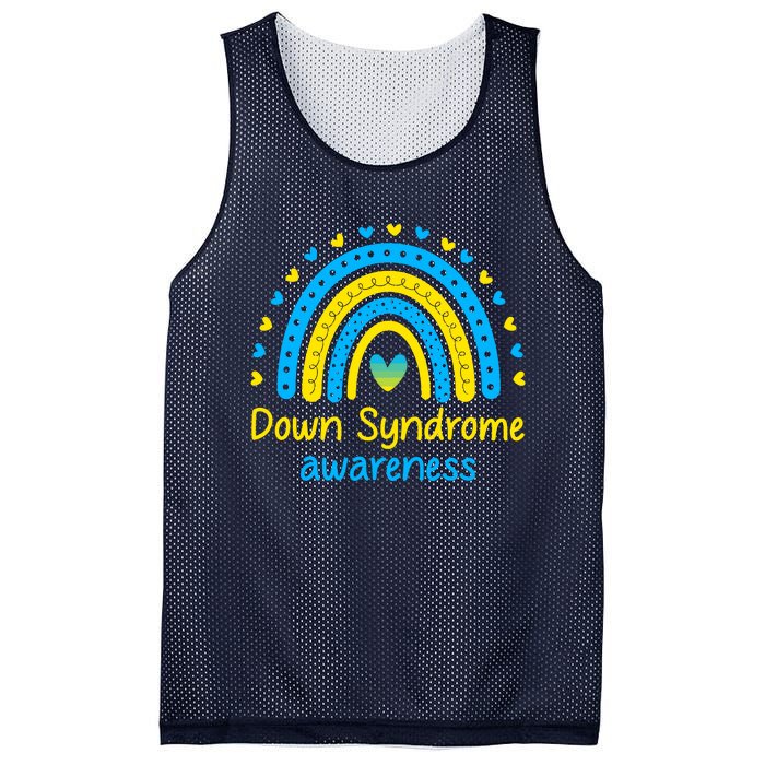 We Wear Blue And Yellow Down Syndrome Awareness Mesh Reversible Basketball Jersey Tank