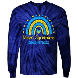 We Wear Blue And Yellow Down Syndrome Awareness Tie-Dye Long Sleeve Shirt