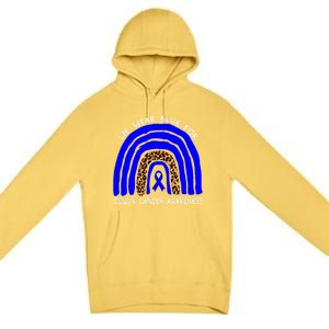 We Wear Blue Rainbow Colon Cancer Awareness Gift Premium Pullover Hoodie