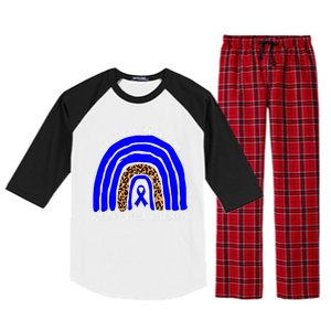 We Wear Blue Rainbow Colon Cancer Awareness Gift Raglan Sleeve Pajama Set