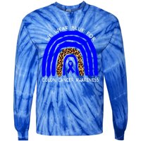 We Wear Blue Rainbow Colon Cancer Awareness Gift Tie-Dye Long Sleeve Shirt