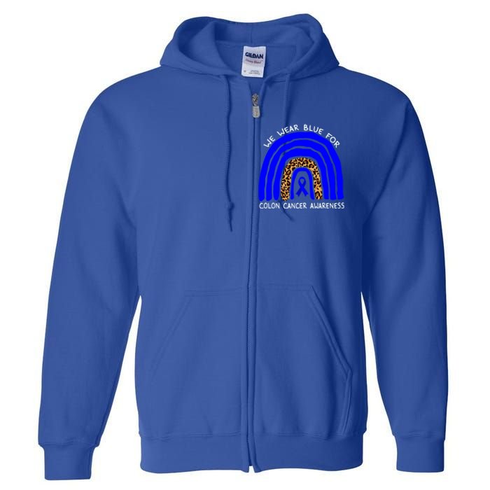 We Wear Blue Rainbow Colon Cancer Awareness Gift Full Zip Hoodie