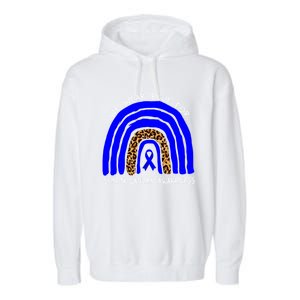 We Wear Blue Rainbow Colon Cancer Awareness Gift Garment-Dyed Fleece Hoodie