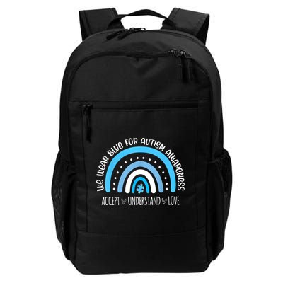 We Wear Blue For Autism Awareness Cute Rainbow Autistic Backpack