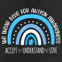 We Wear Blue For Autism Awareness Cute Rainbow Autistic Beanie