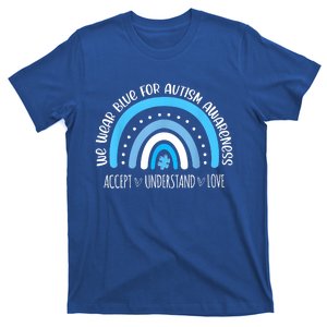 We Wear Blue For Autism Awareness Cute Rainbow Autistic T-Shirt