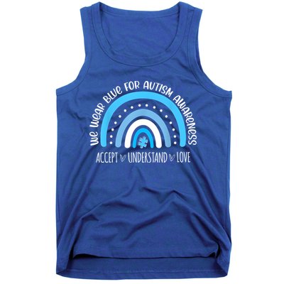 We Wear Blue For Autism Awareness Cute Rainbow Autistic Tank Top