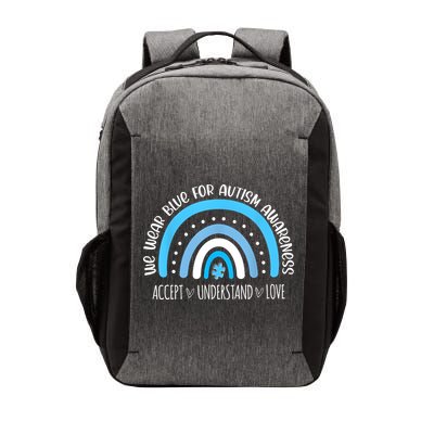We Wear Blue For Autism Awareness Cute Rainbow Autistic Vector Backpack