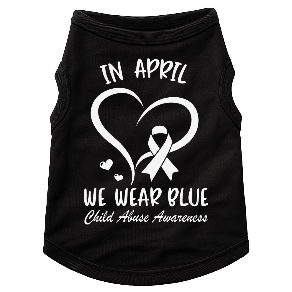 We Wear Blue Child Abuse Prevention Month Leopard Rainbow Doggie Tank