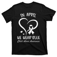 We Wear Blue Child Abuse Prevention Month Leopard Rainbow T-Shirt