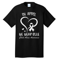 We Wear Blue Child Abuse Prevention Month Leopard Rainbow Tall T-Shirt