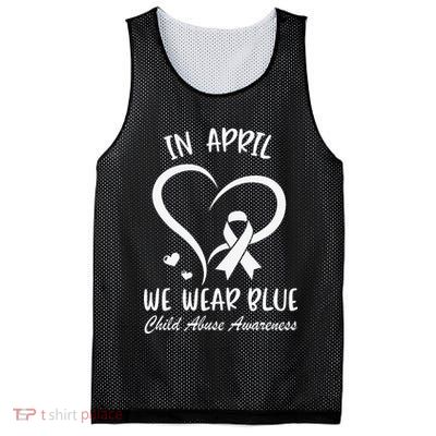 We Wear Blue Child Abuse Prevention Month Leopard Rainbow Mesh Reversible Basketball Jersey Tank