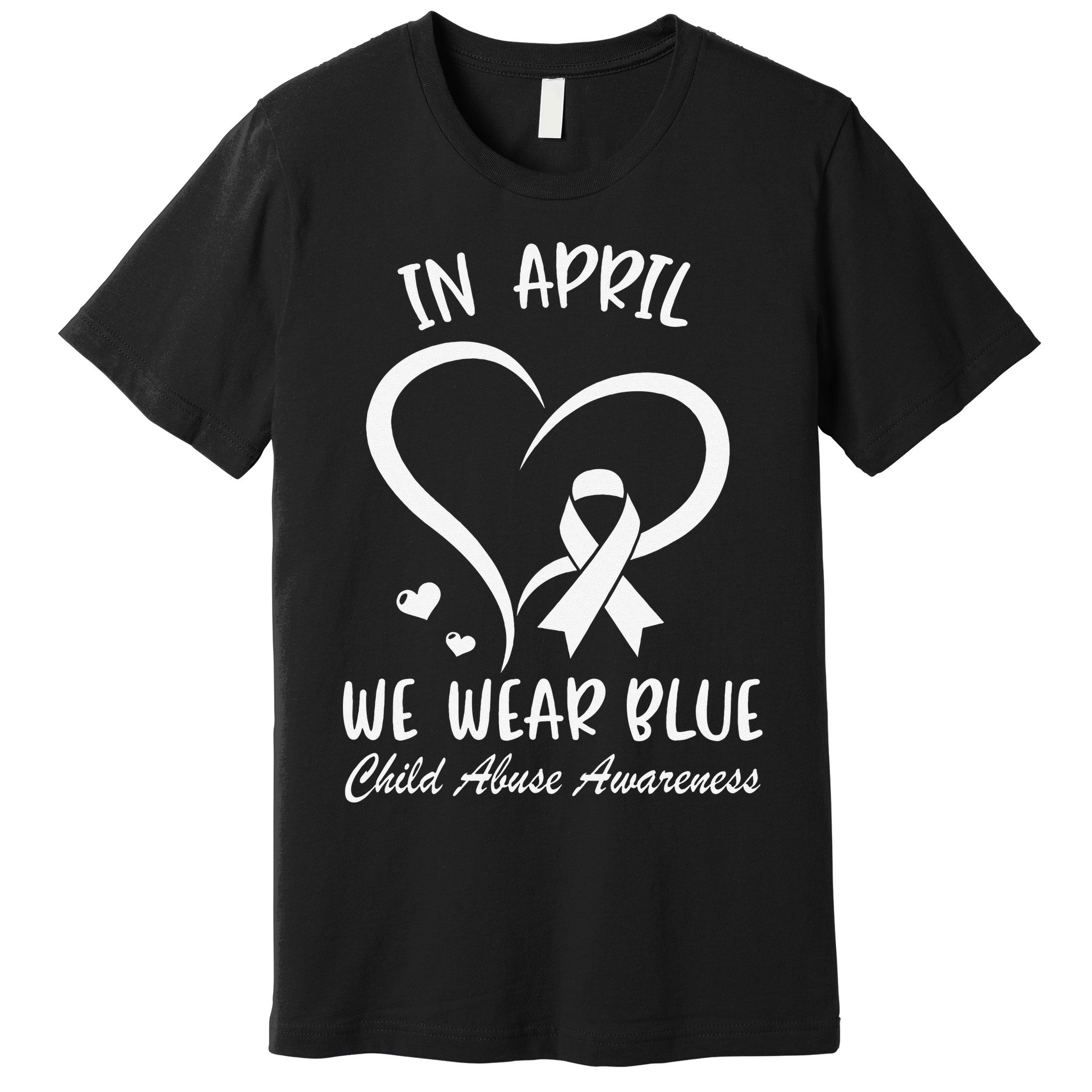 We Wear Blue Child Abuse Prevention Month Leopard Rainbow Premium T-Shirt