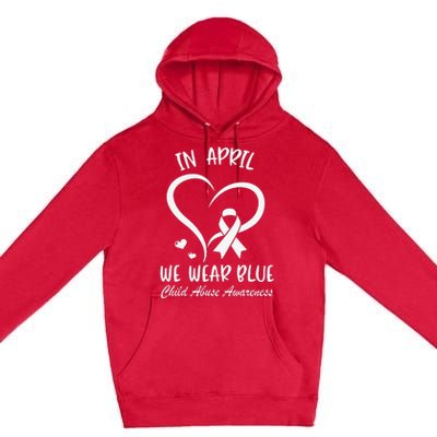 We Wear Blue Child Abuse Prevention Month Leopard Rainbow Premium Pullover Hoodie