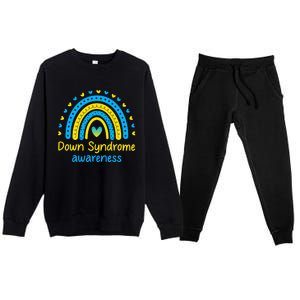 We Wear Blue And Yellow Down Syndrome Awareness Premium Crewneck Sweatsuit Set