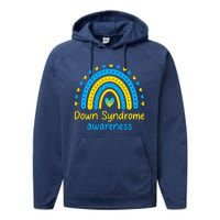 We Wear Blue And Yellow Down Syndrome Awareness Performance Fleece Hoodie