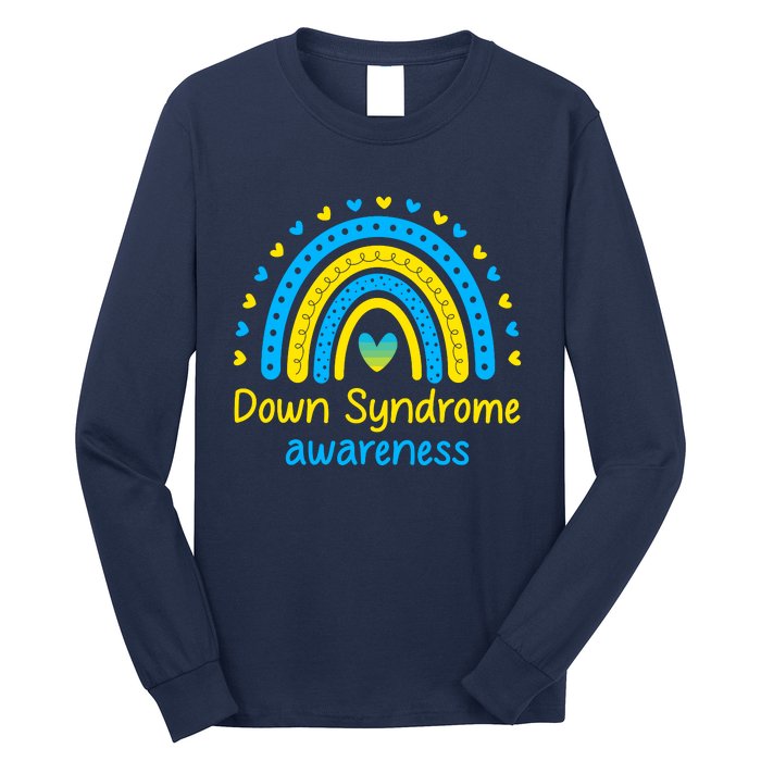 We Wear Blue And Yellow Down Syndrome Awareness Long Sleeve Shirt