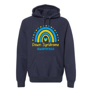 We Wear Blue And Yellow Down Syndrome Awareness Premium Hoodie