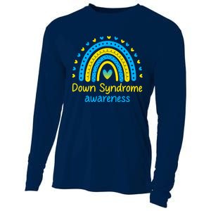 We Wear Blue And Yellow Down Syndrome Awareness Cooling Performance Long Sleeve Crew