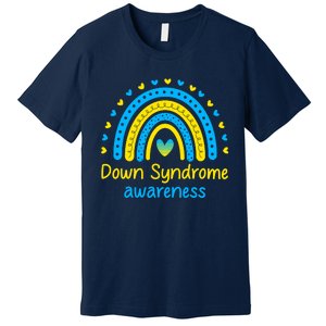 We Wear Blue And Yellow Down Syndrome Awareness Premium T-Shirt