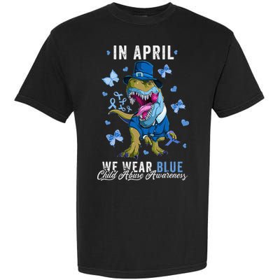 We Wear Blue For Child Abuse Prevention Awareness Ribbon Garment-Dyed Heavyweight T-Shirt