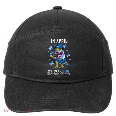 We Wear Blue For Child Abuse Prevention Awareness Ribbon 7-Panel Snapback Hat