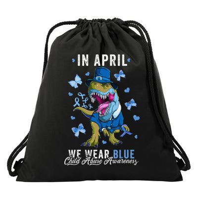 We Wear Blue For Child Abuse Prevention Awareness Ribbon Drawstring Bag