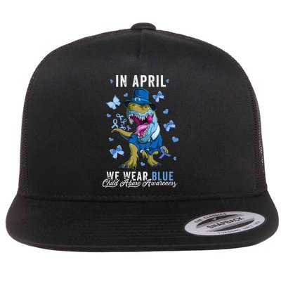 We Wear Blue For Child Abuse Prevention Awareness Ribbon Flatbill Hat