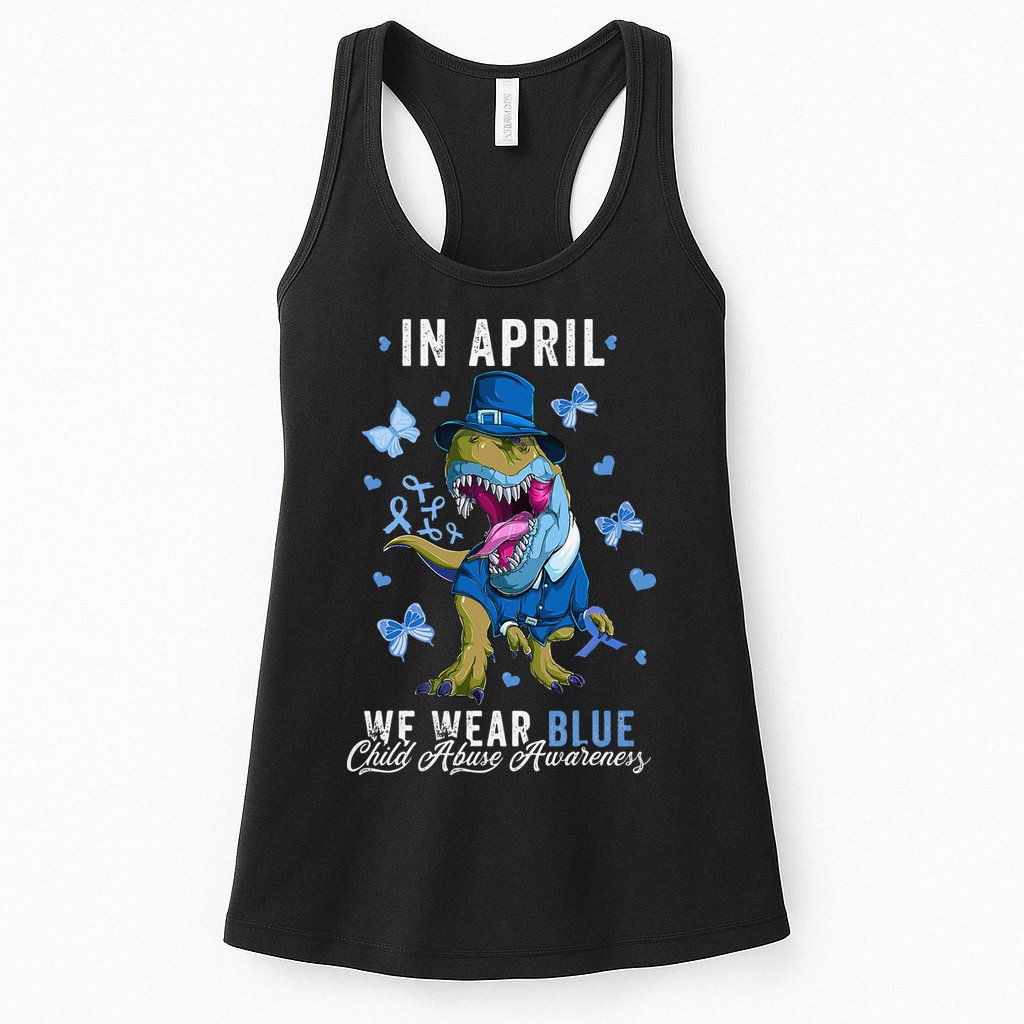 We Wear Blue For Child Abuse Prevention Awareness Ribbon Womens Tank Top
